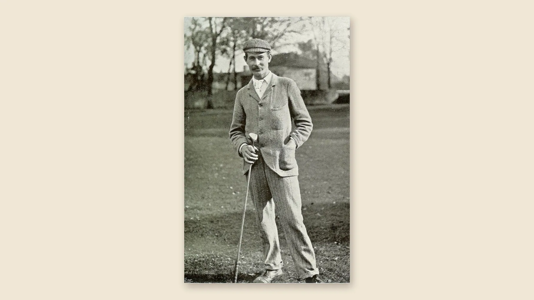Harry Vardon in a tweed suit and cap, photographed in 1899