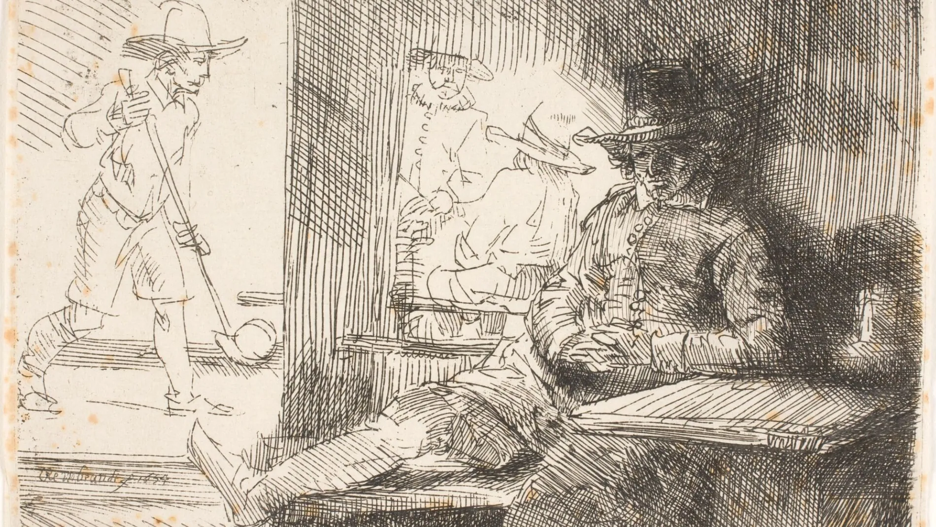 Rembrandt's 1654 etching The Golf Player